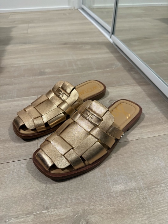 Sam Edelman Shoes - Sam Edelman Metallic Gold Woven Mules - Women